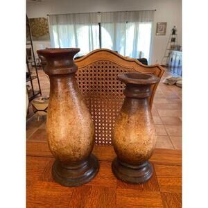 Primitive Vintage  salvaged rustic candlesticks (2)